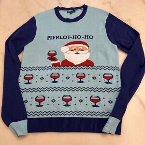 Smart Living Women's Santa Claus Merlot Ho Ho Christmas Holiday Sweater Sz L
